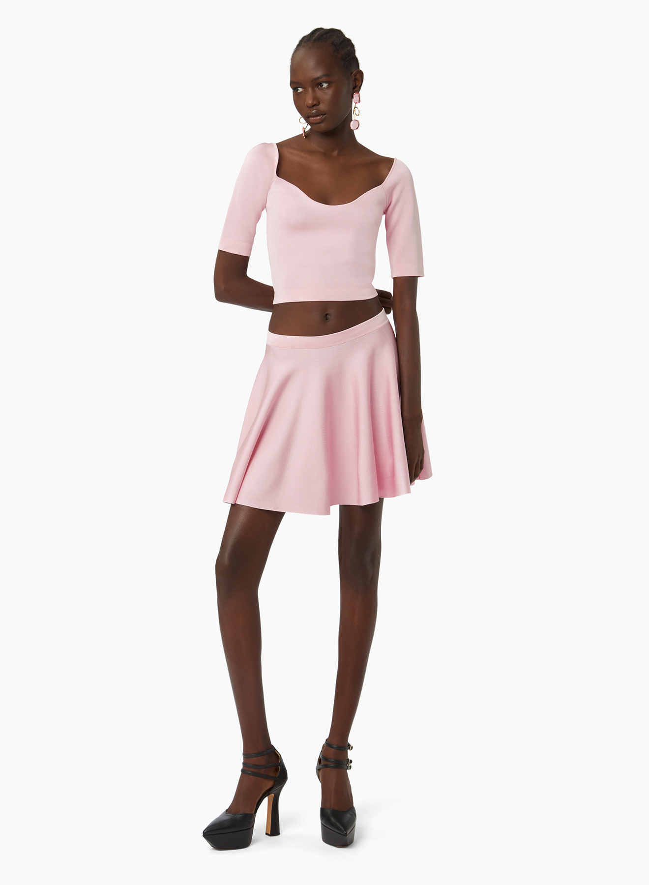 Mini tweed flared skirt in light beige - Nina Ricci